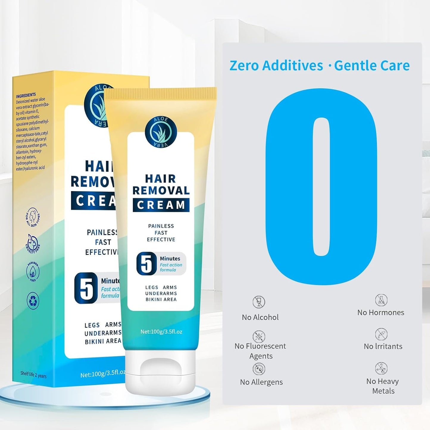 Painless Hair Removal Cream—Specially Designed for Removing Body Hair and Coarse, Stubborn Hair