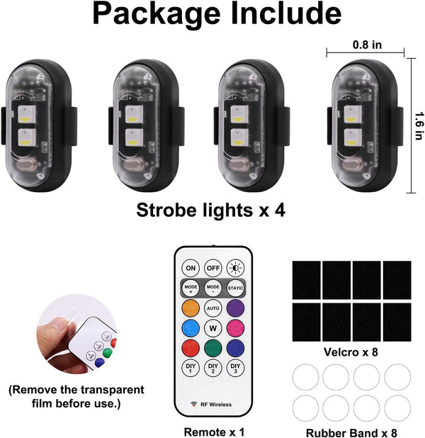 4PCS Wireless LED Strobe Lights with Remote Control