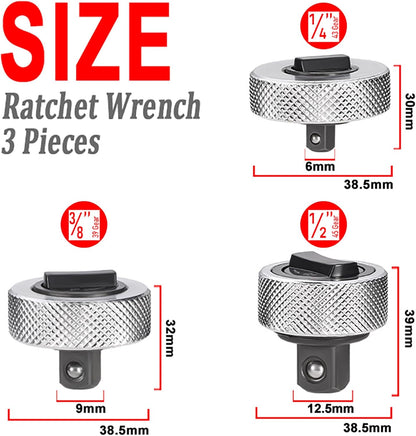3Pcs Mini Finger Ratchet Set, 1/4 3/8 1/2 Drive Palm Ratchet Wrench Set