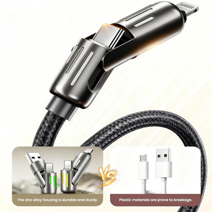 4-in-1 Fast Charging Cable with LED Indicator, 5ft 240W USB C Multi Charger Cord