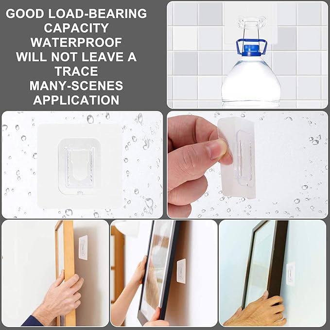 20 Pairs Double Sided Self Adhesive Wall Hooks, Punch Free Transparent Snap Button Set