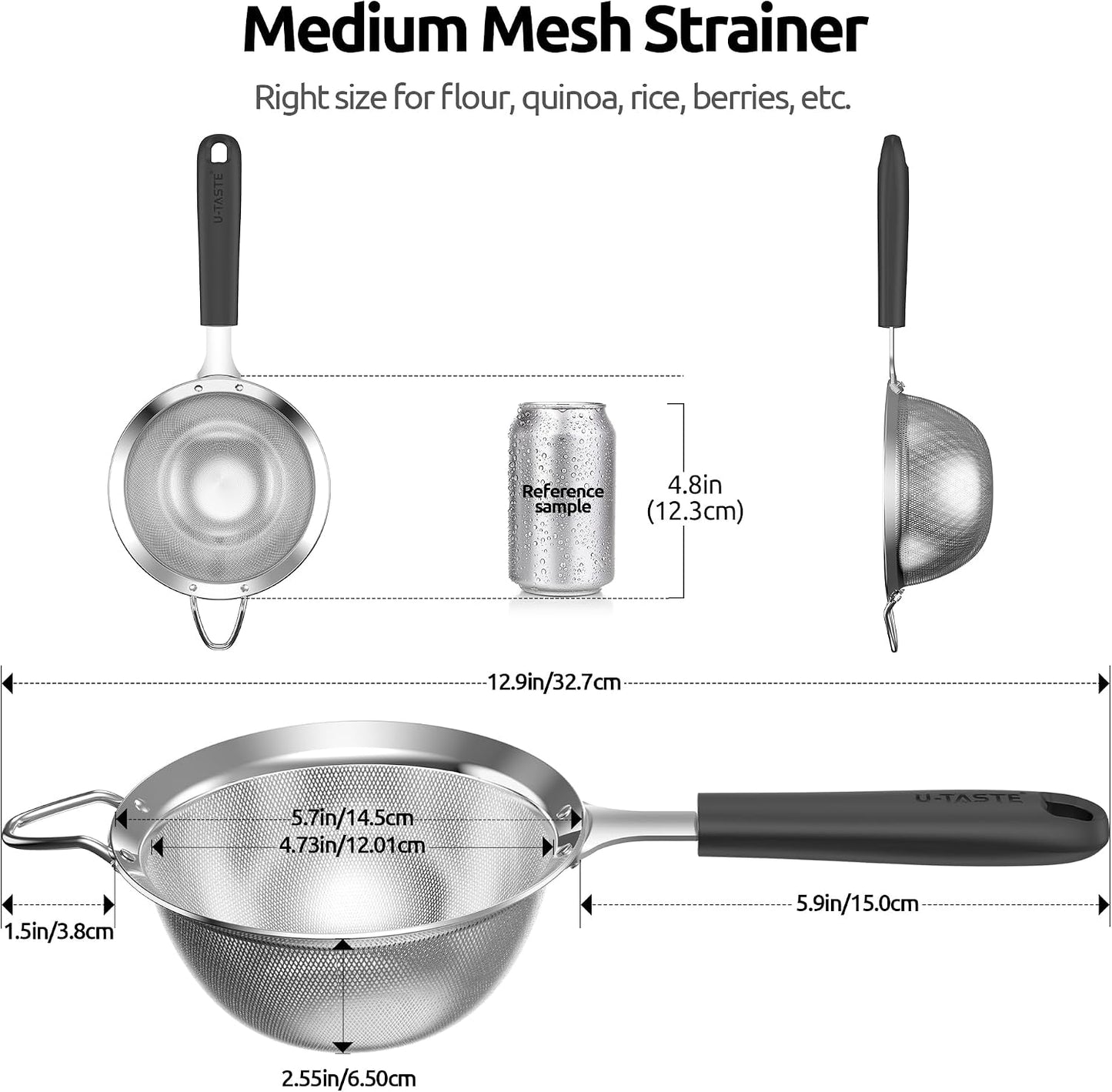 Fine Mesh Strainer - 3.4 Inch Round Sieve - Tea Strainers Soft-boiled Egg Magic Tool