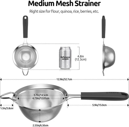 Fine Mesh Strainer - 3.4 Inch Round Sieve - Tea Strainers Soft-boiled Egg Magic Tool