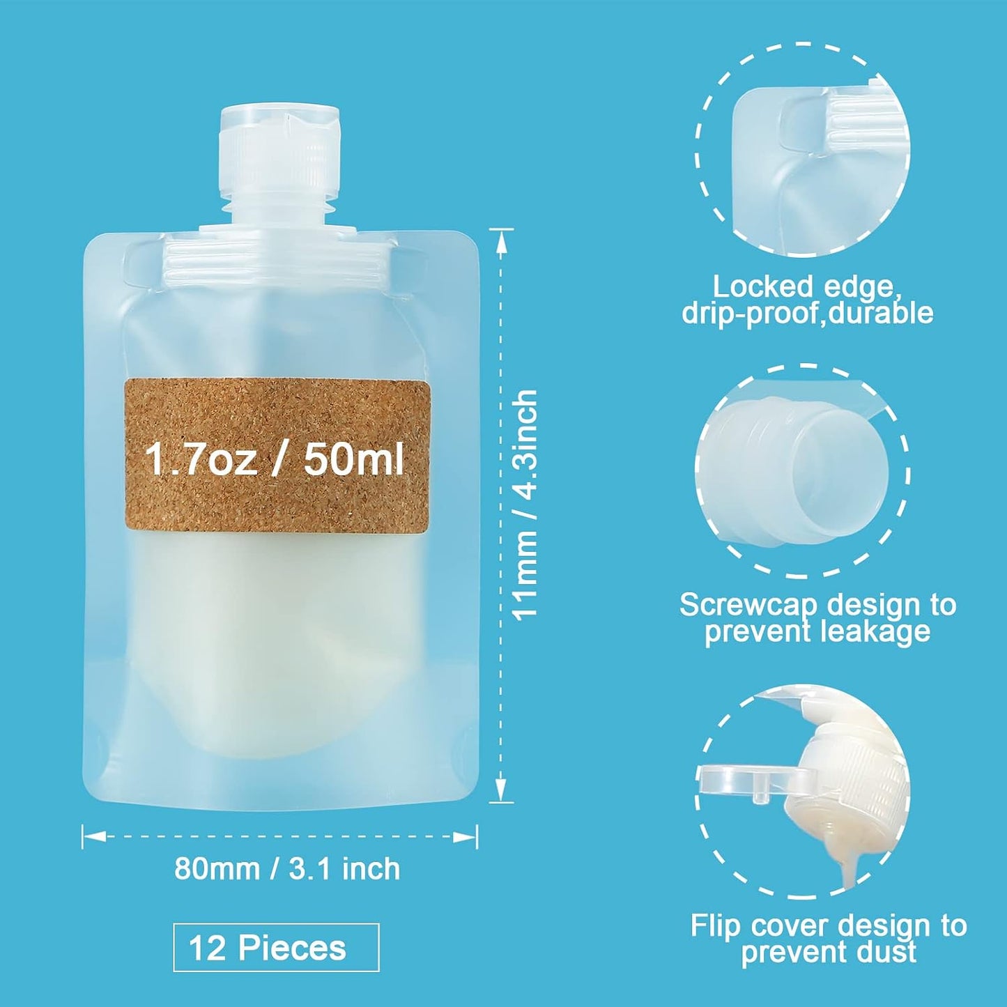 12 Pcs Travel Pouches for Toiletries, TSA Approved Portable Travel Size