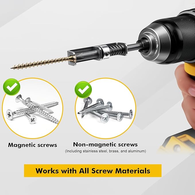 2Pcs Spring-Loaded Anti-Drop Screwdriver Bit Holder Clamp - Single-Hand Operation