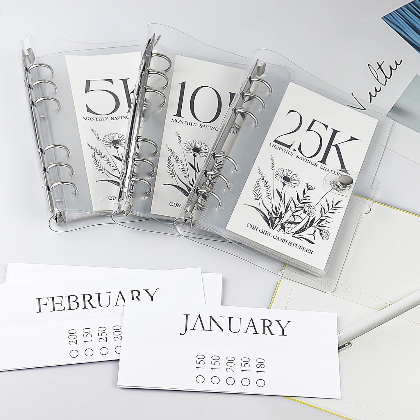 12-Month Money Savings Challenges Book with Envelopes, Money Saving Binder, Money Binder for Cash Saving