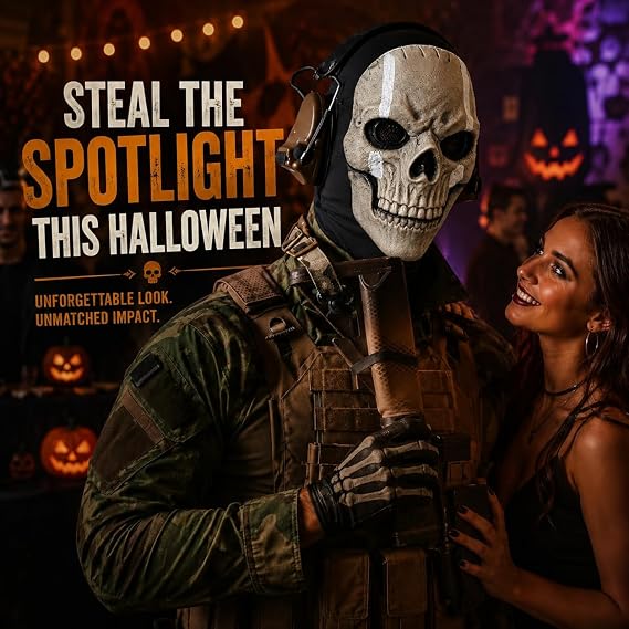 Creepy Halloween Full Head Skull Mask with Movable Jaw