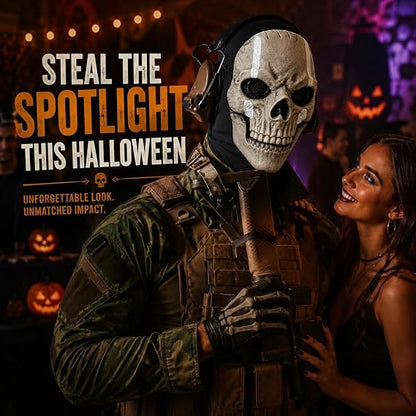Creepy Halloween Full Head Skull Mask with Movable Jaw