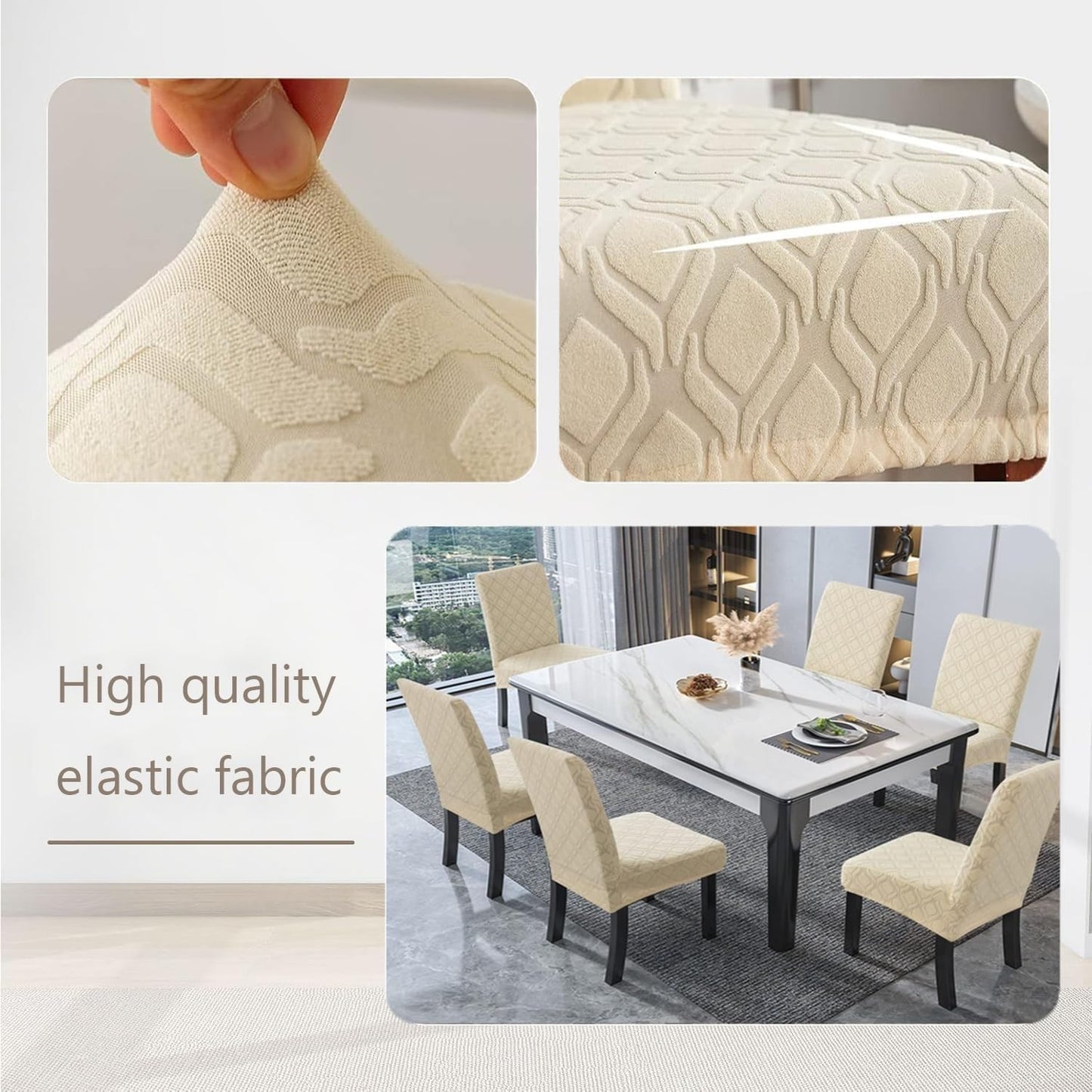 Stretch Jacquard Dining Chair Covers Waterproof & Washable,Non-Slip,Anti-Scratch Protector