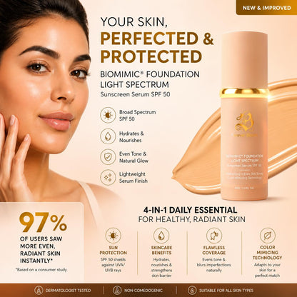 4 in 1 Foundation- Medium Spectrum with SPF 50+, Anti-Aging, Concealer, Sun Protection, Hydrating Color Changing