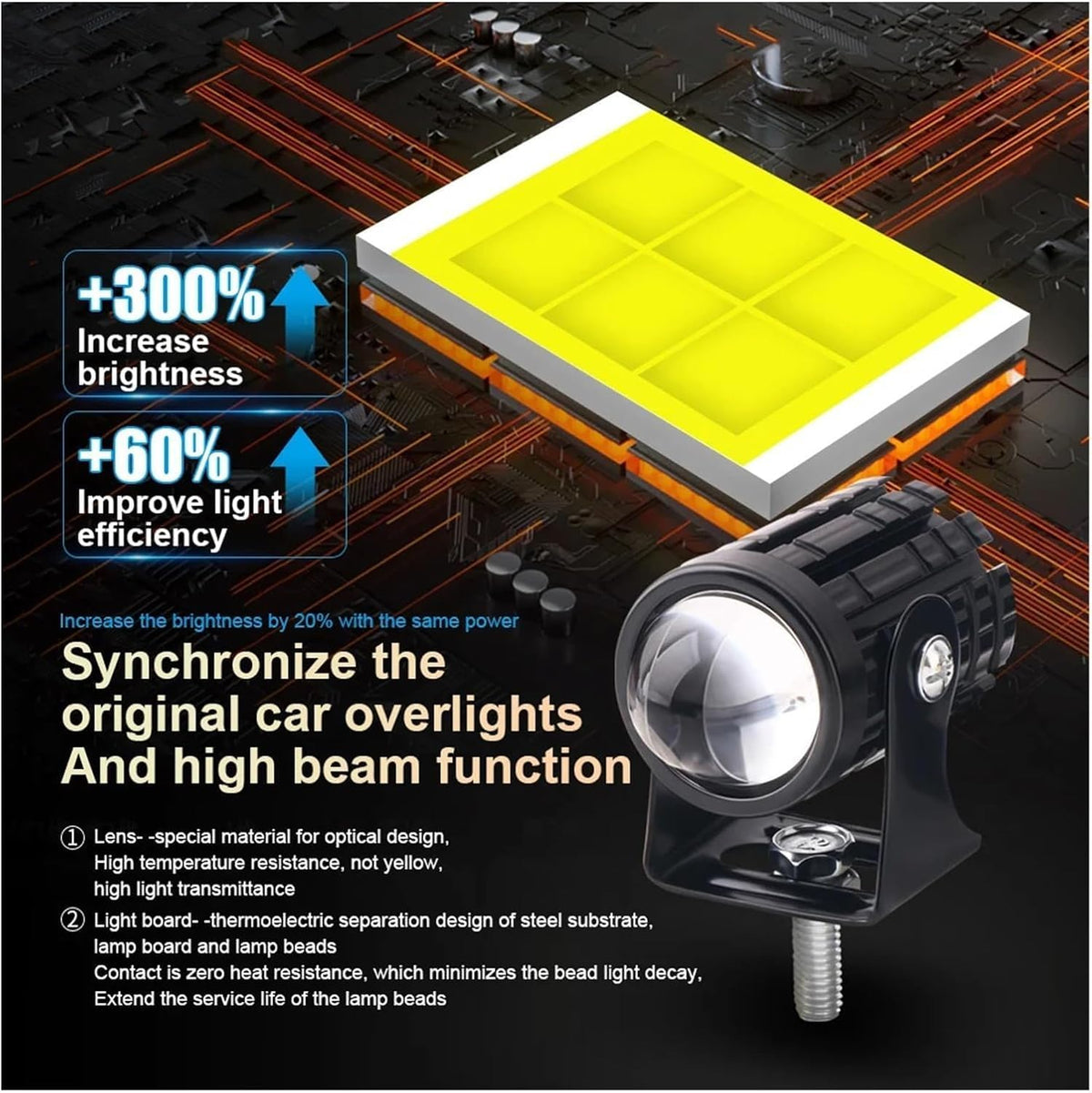 2Pcs Motorcycle Turn Signal Light Motorcycle Accessories Truck Car Auxiliary Additional Mini Projector
