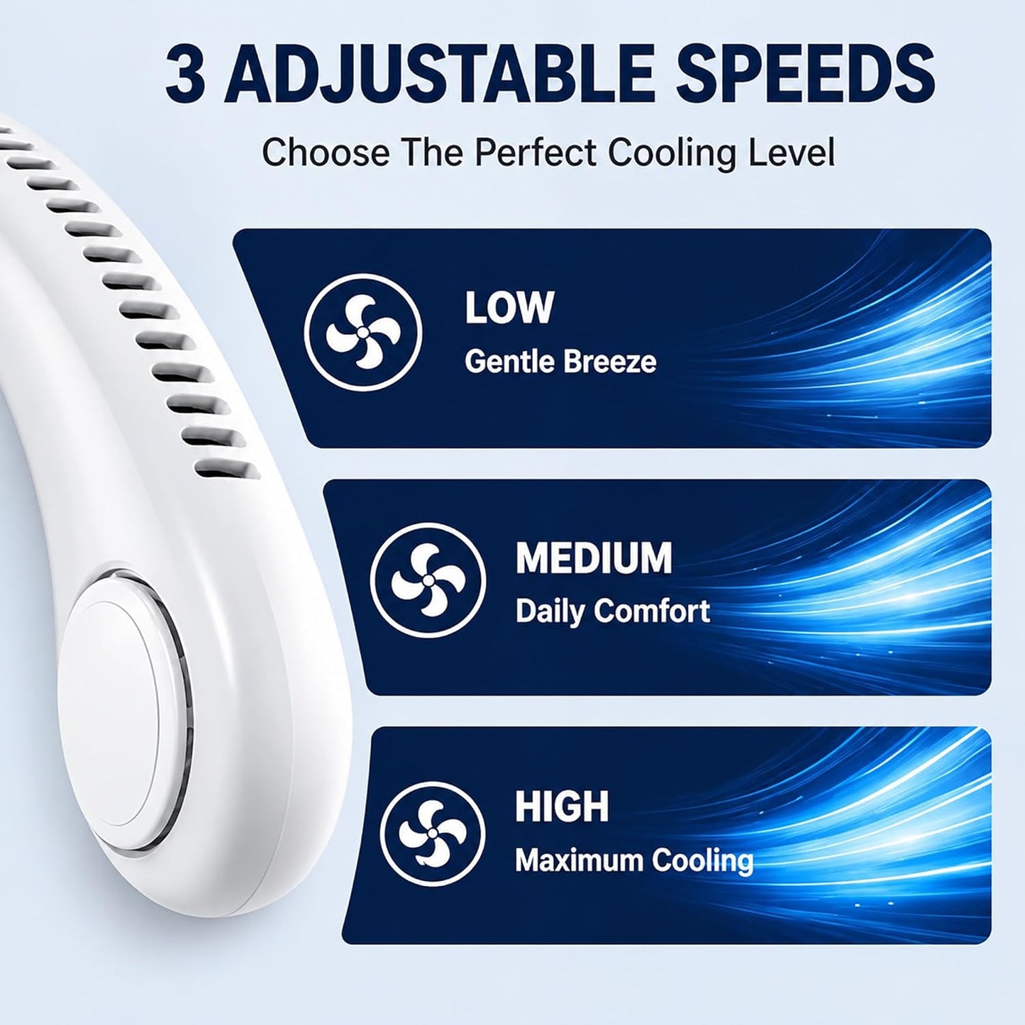 Portable Neck Fan Bladeless Fan, 6000mAh USB Rechargeable, 360° Airflow