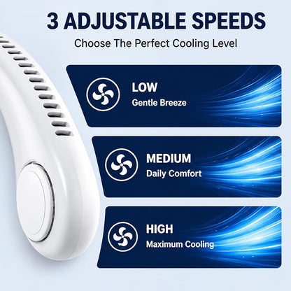 Portable Neck Fan Bladeless Fan, 6000mAh USB Rechargeable, 360° Airflow
