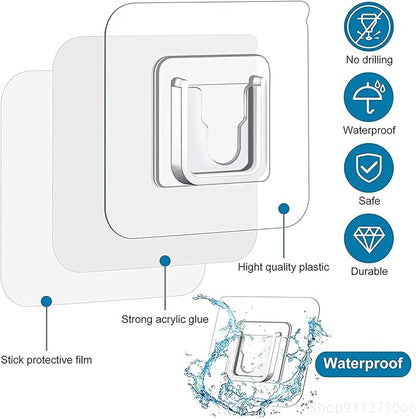 20 Pairs Double Sided Self Adhesive Wall Hooks, Punch Free Transparent Snap Button Set