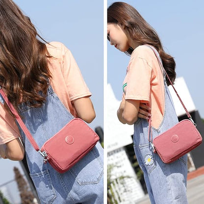 Small Casual Crossbody Bags Triple Zip Clutch Wallet Waterproof Lightweight