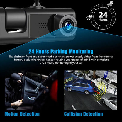 Rechargeable Dual Dash Camera for Cars with Touch Screen, Backup Camera, Charger
