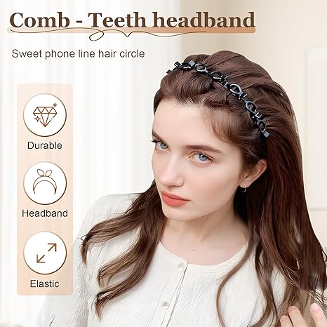 2Pcs Hairpin Headband with Clips, 5.2in * 4.5 in Hair Accessories