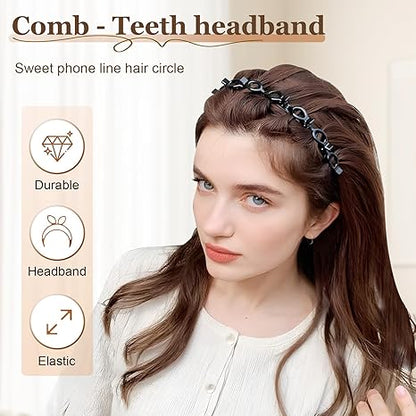 2Pcs Hairpin Headband with Clips, 5.2in * 4.5 in Hair Accessories