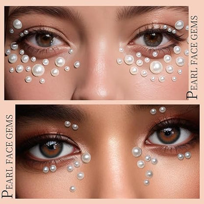 1600PCS Face Gems Hair Pearls Rhinestones for Makeup Festival Face Jewels Hair Jewels