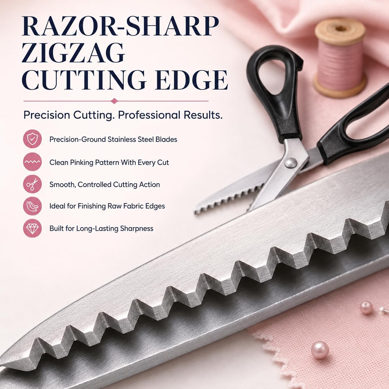 Stainless Steel Zig Zag Scissors - Pinking Shears for Fabric Cutting DIY