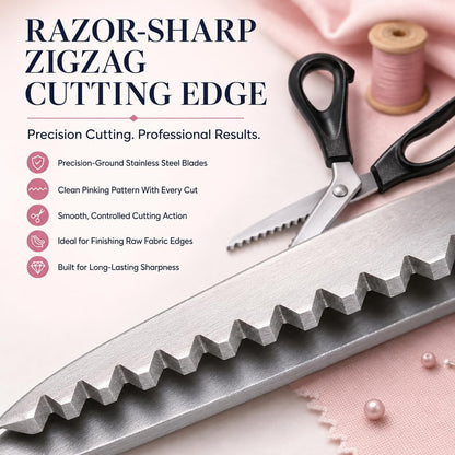 Stainless Steel Zig Zag Scissors - Pinking Shears for Fabric Cutting DIY