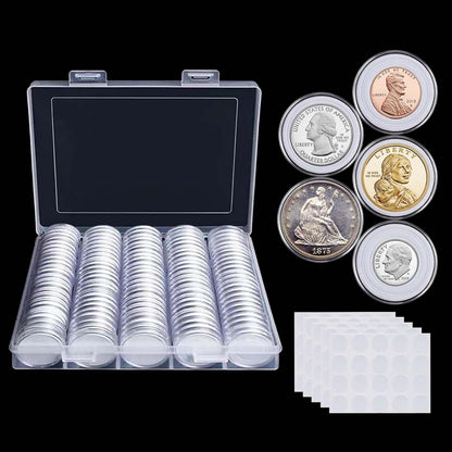 100 Pieces 30mm Coin Capsules Coin Holders for Collectors