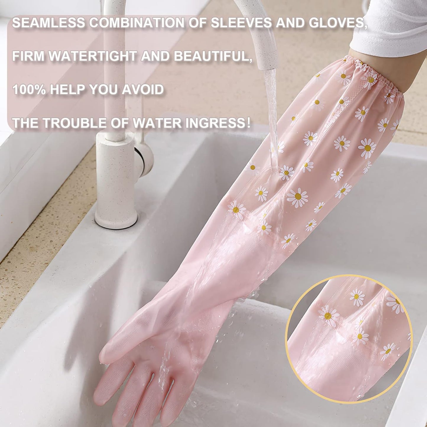 3 Pairs Dishwashing Cleaning Gloves-Reusable Rubber Gloves Non-Slip