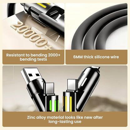 4-in-1 Fast Charging Cable with LED Indicator, 5ft 240W USB C Multi Charger Cord