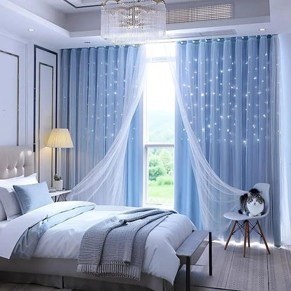Star Cutout Window Blackout Curtains Bedroom Window Room Darkening Curtains