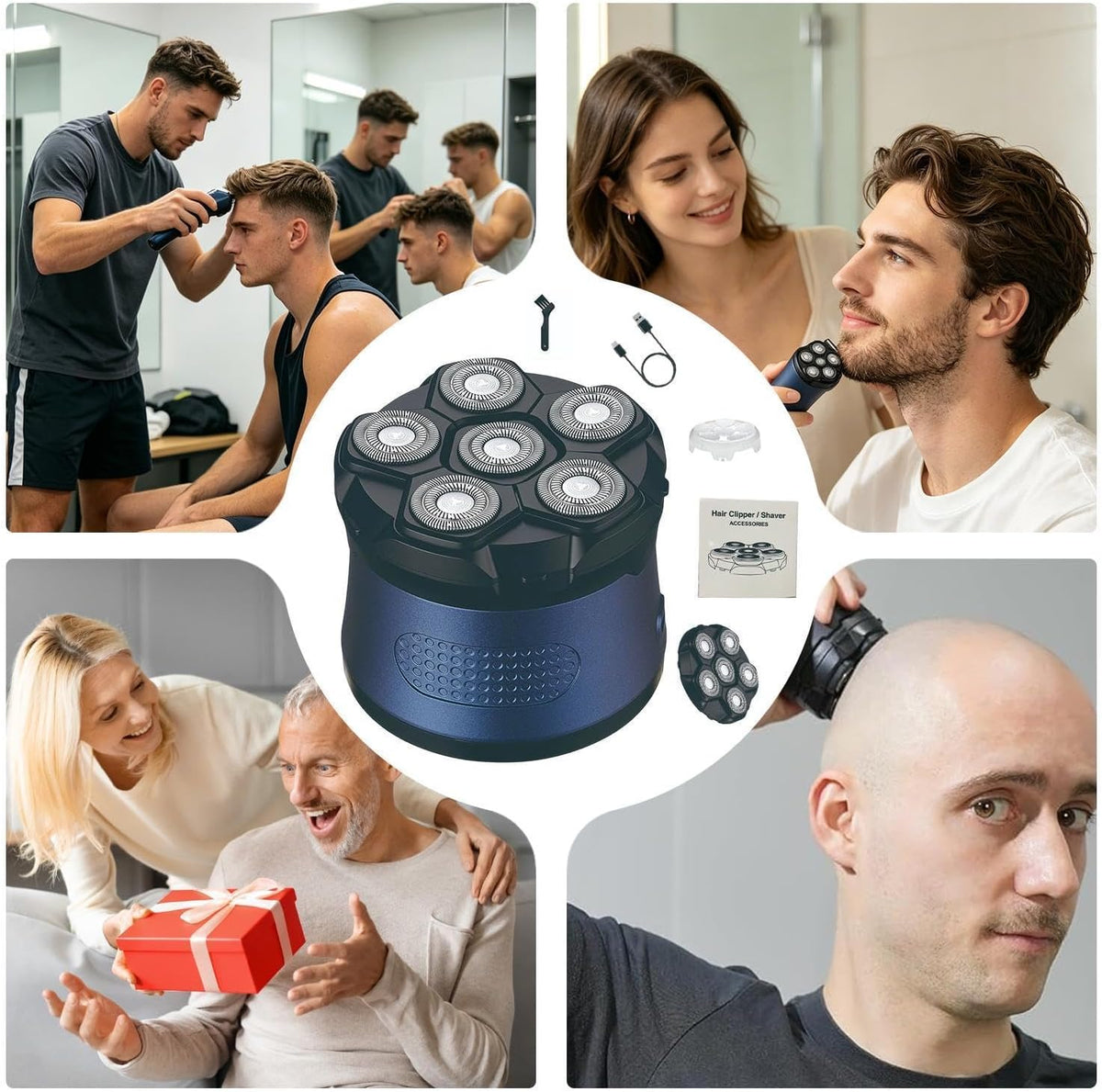 New Bald Head Shaver LED Display Waterproof Rechargeable Long Battery