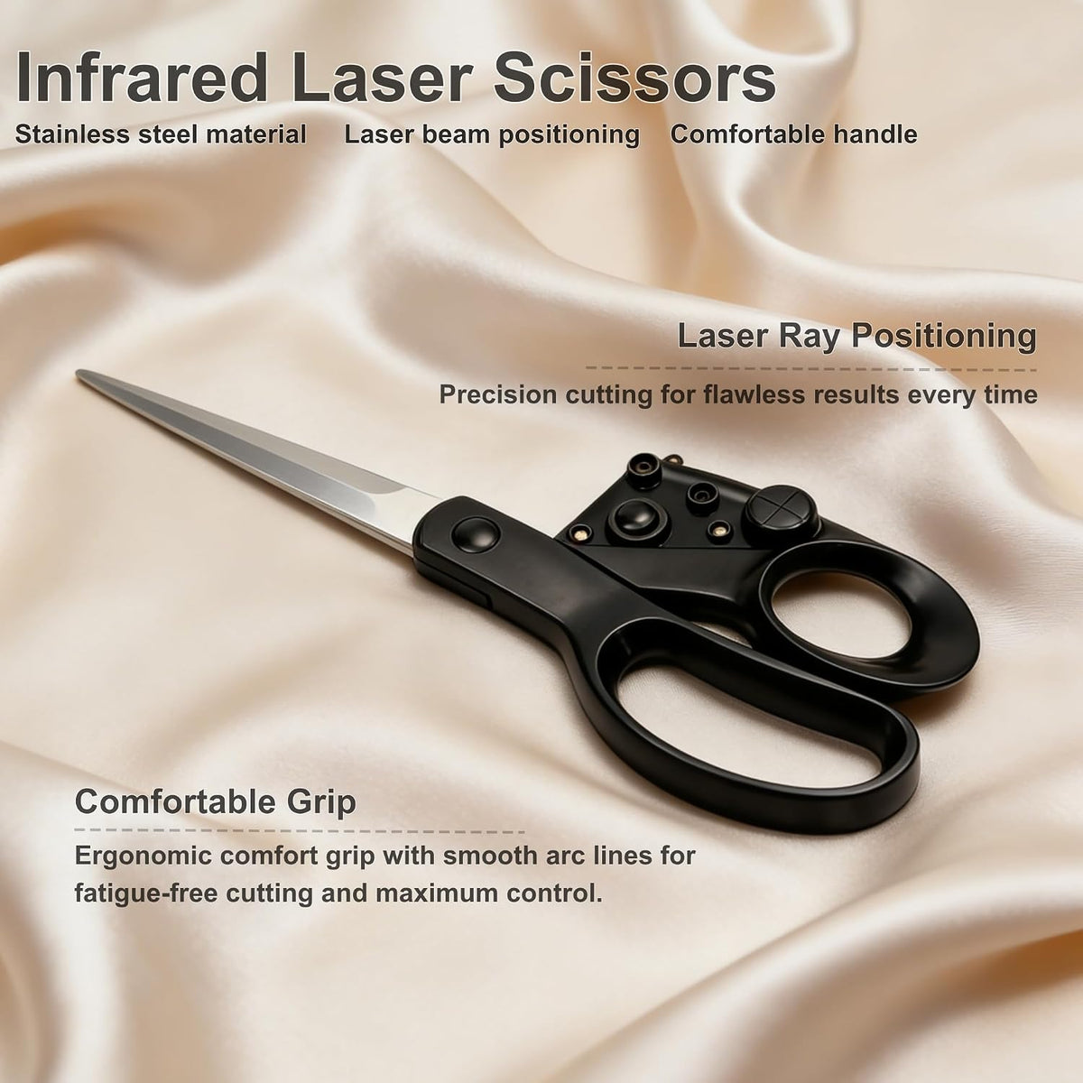 Professional Laser Guided Scissors for Fabric & Paper – Heavy Duty Laser Guide Cutting Tool