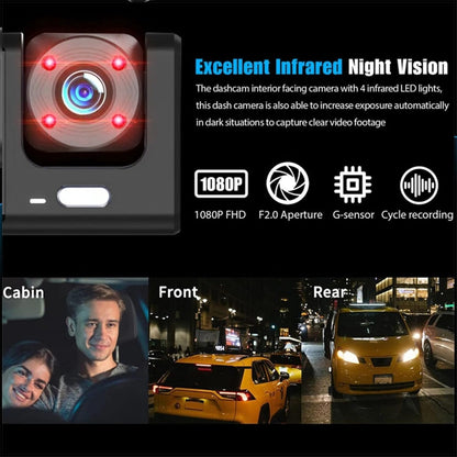 Rechargeable Dual Dash Camera for Cars with Touch Screen, Backup Camera, Charger