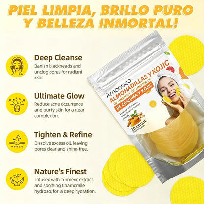 Turmeric & Kojic Cleansing Pads - 20 Pads for Deep Pore Clean