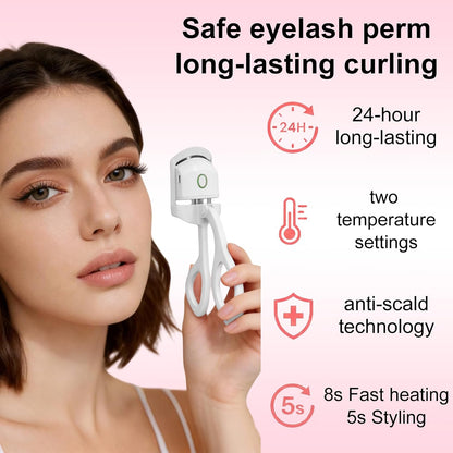 Heated Eyelash Curler - 2-Level Temperature Adjustment, 8-Second Quick Heating