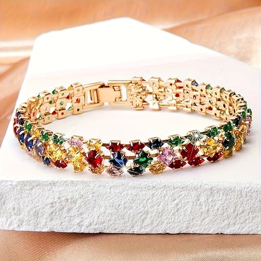 Women's Tennis Bracelet, Heart-Shaped Diamond Cuban Chain
