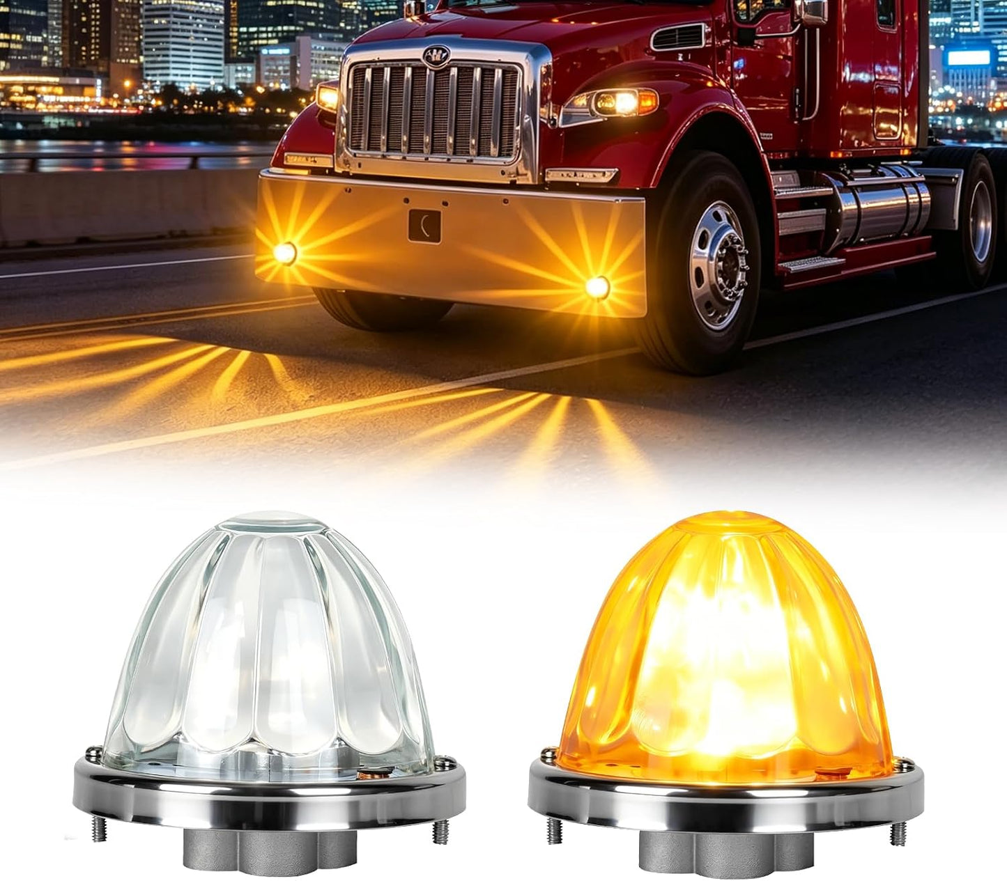 1 Pair Led Watermelon Lights Amber Side Marker Turn Signal Light | High Power Dual Function Two Brightness Mode