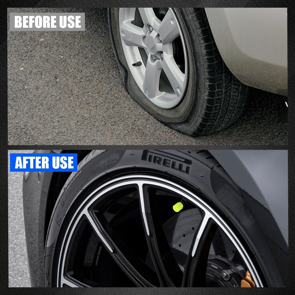8PCS Fluorescent Tire Valve Stem Caps, Tire Valve Covers, Luminous Auto Wheel Air Valve Caps
