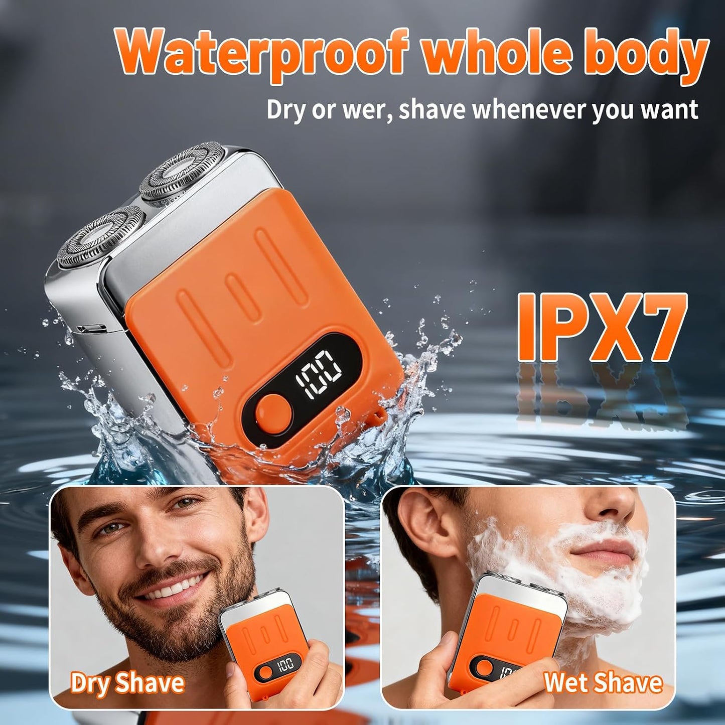 Mini Electric Shaver, Dual Head Waterproof Rechargeable Razor Mini Wet Dry Shaving Razor