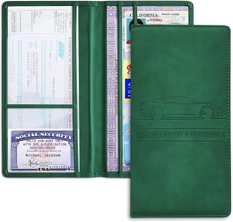 Car Registration & Insurance Card Holder, Magnetic Closure Vehicle Wallet
