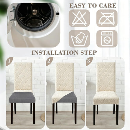 Stretch Jacquard Dining Chair Covers Waterproof & Washable,Non-Slip,Anti-Scratch Protector