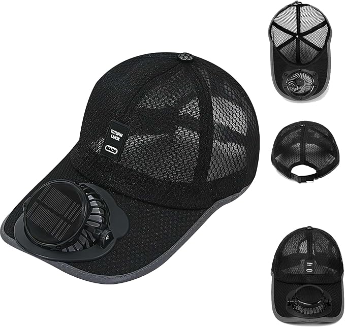 Solar Fan Hat for Women Men,USB Rechargeable Cooling Baseball Cap,Lightweight Balanced Sun Hat