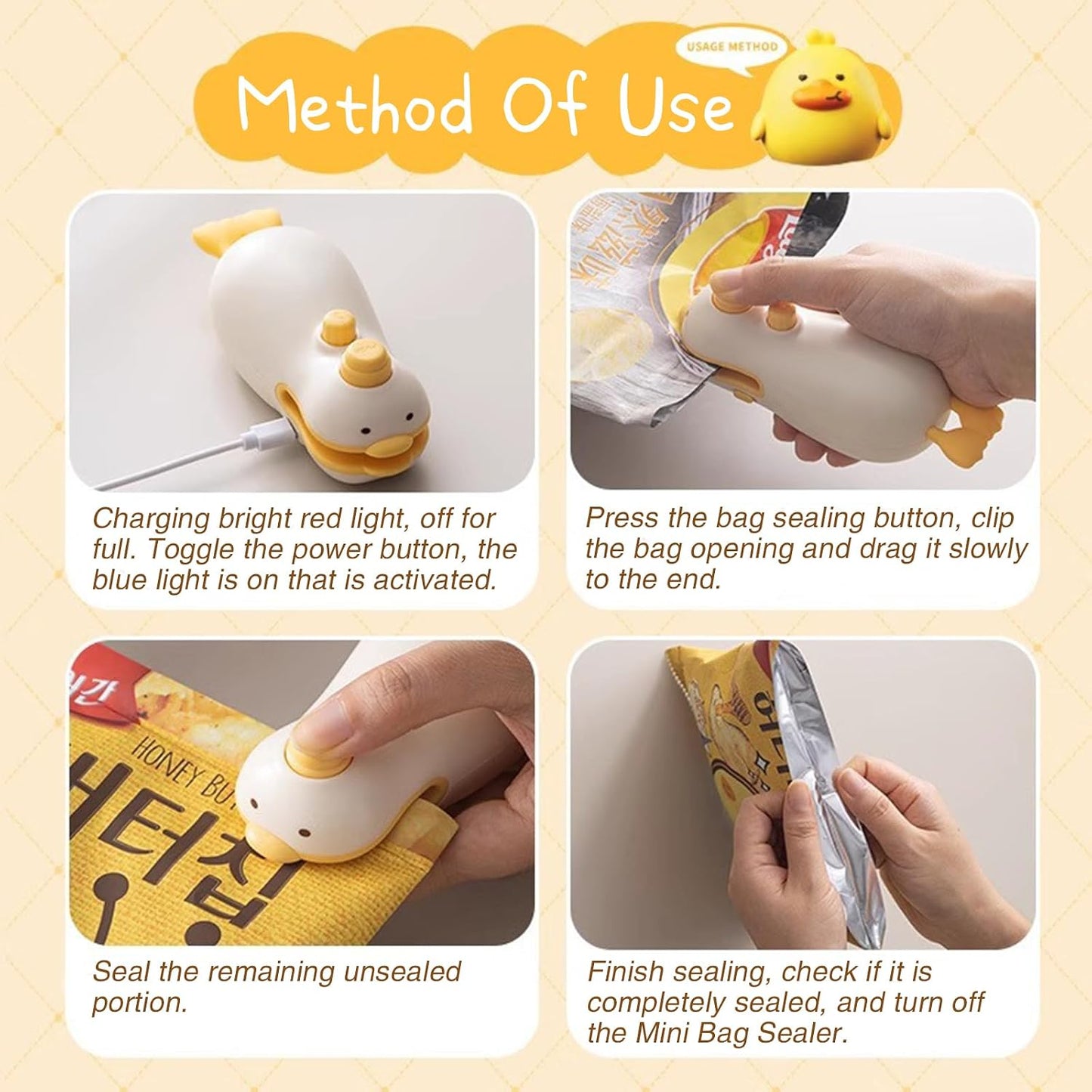 3-in-1 Mini Bag Sealer, Sealer and Cutter Heat Seal, Magnetic and Hanging USB Rechargeable Sealer