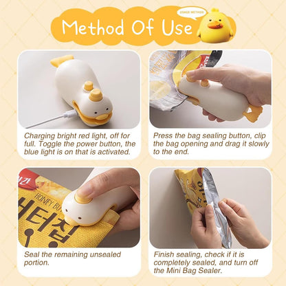 3-in-1 Mini Bag Sealer, Sealer and Cutter Heat Seal, Magnetic and Hanging USB Rechargeable Sealer