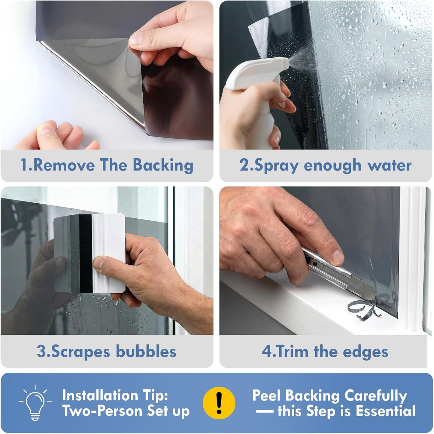 Window Heat Insulation Privacy Film 99% UV Protection Heat Control