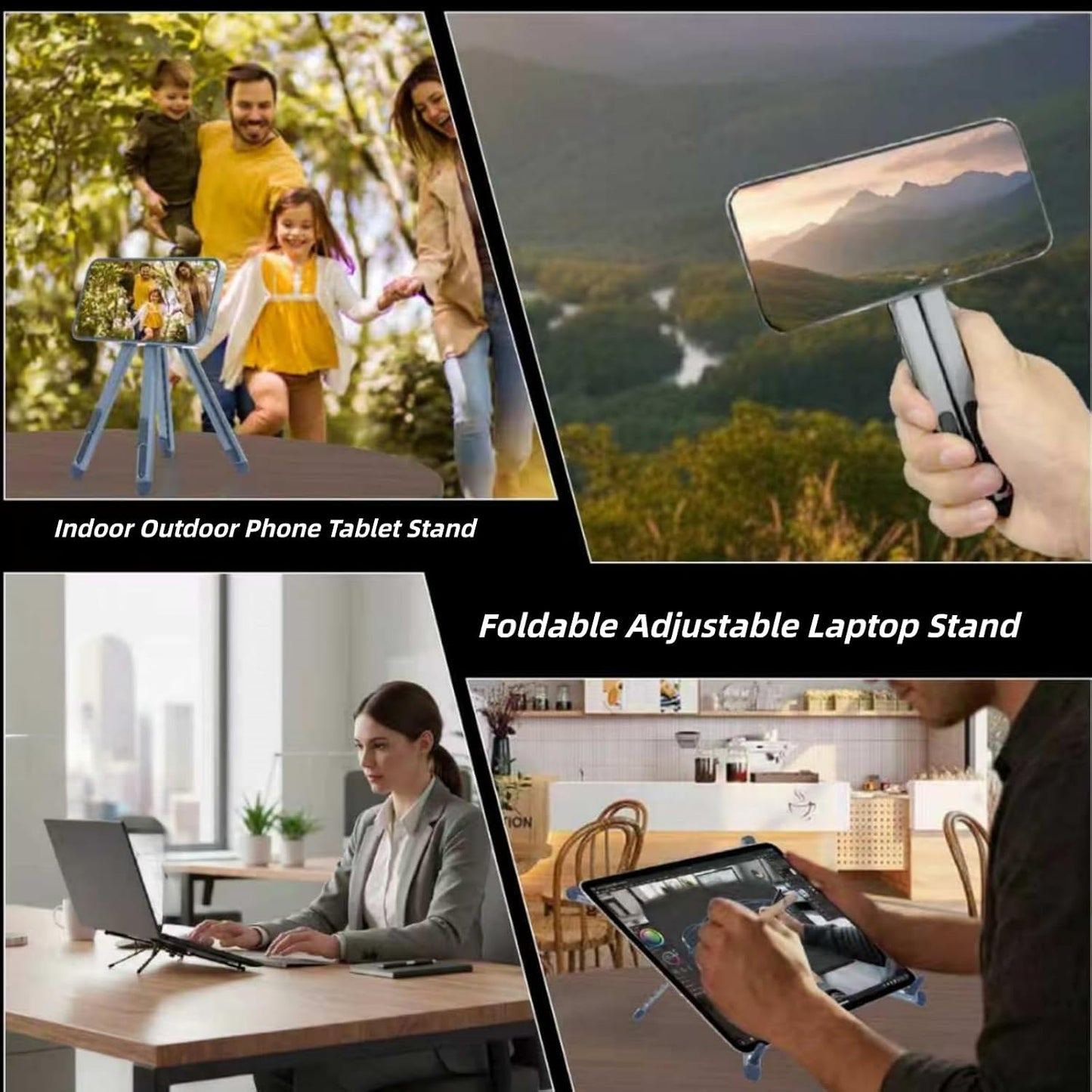 Portable Laptop Stand, 3-in-1 Magnetic Foldable Adjustable, for Desk