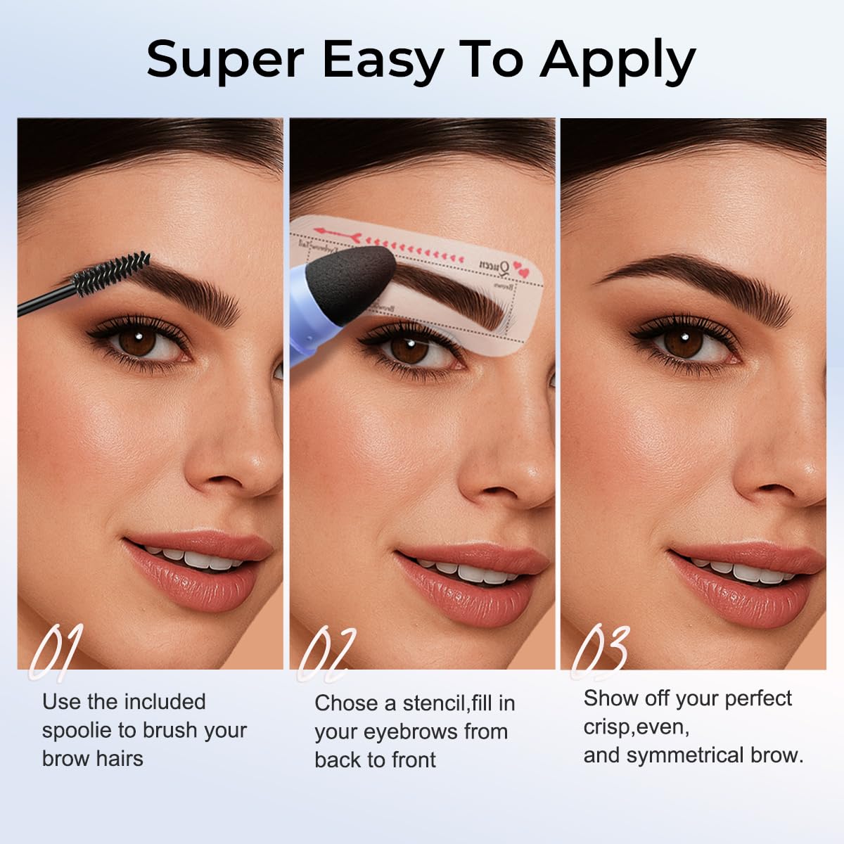 Eyebrow Stamp Kit, Brow Stencil Easy to Use & Natural Looking, Pigmented Long Lasting Eye Brow Cream