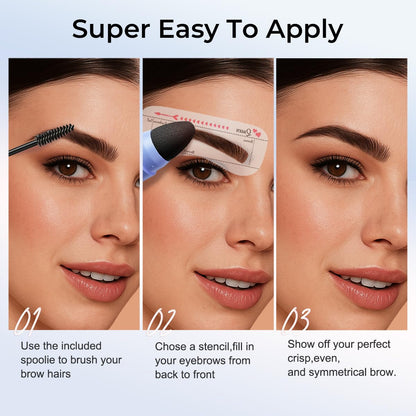 Eyebrow Stamp Kit, Brow Stencil Easy to Use & Natural Looking, Pigmented Long Lasting Eye Brow Cream