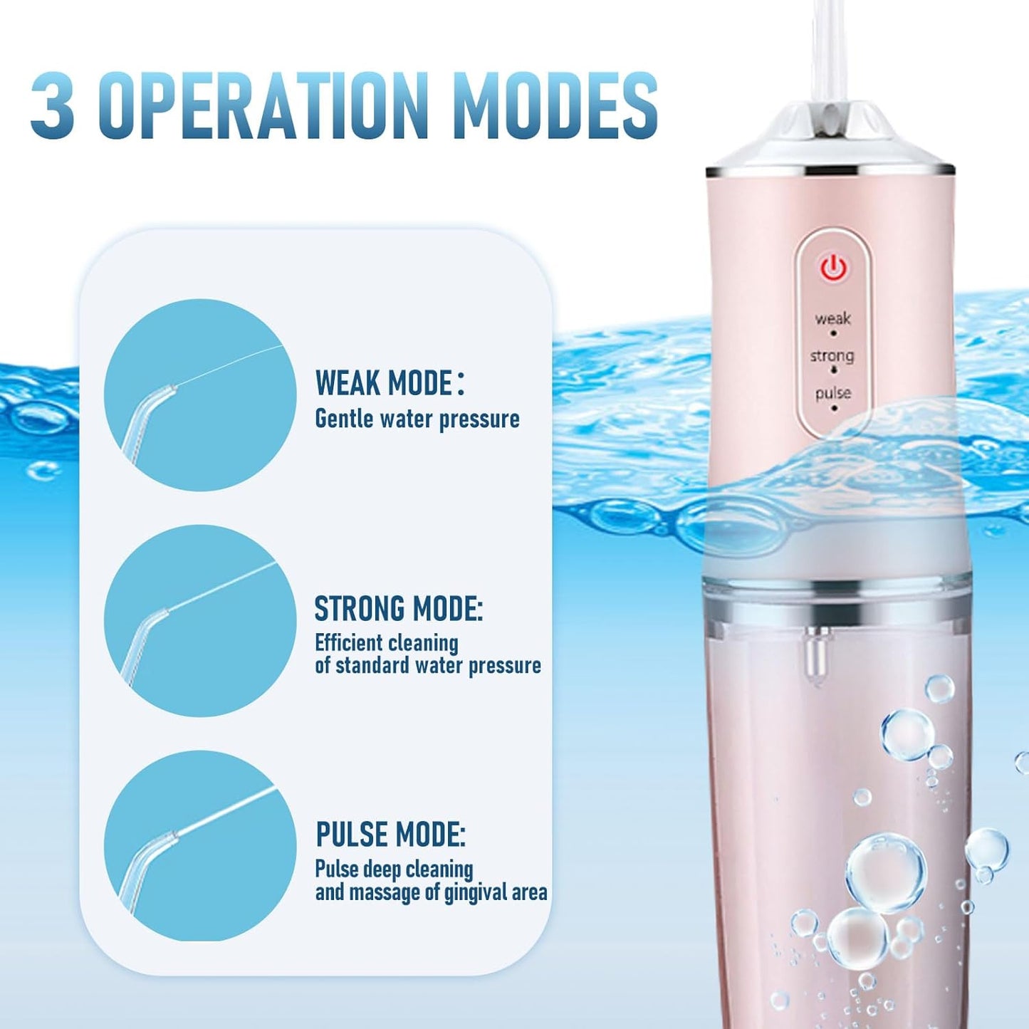 Electric Water Flosser Cordless for Teeth 3 Modes 4 Jet Tips Set