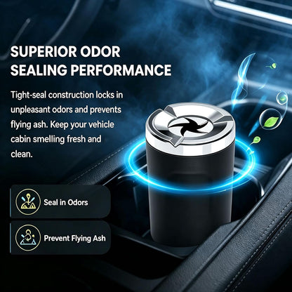 Rotating Car Ashtray With Ceramic Inner Liner, Automotive Ash Holder With Fireproof Core