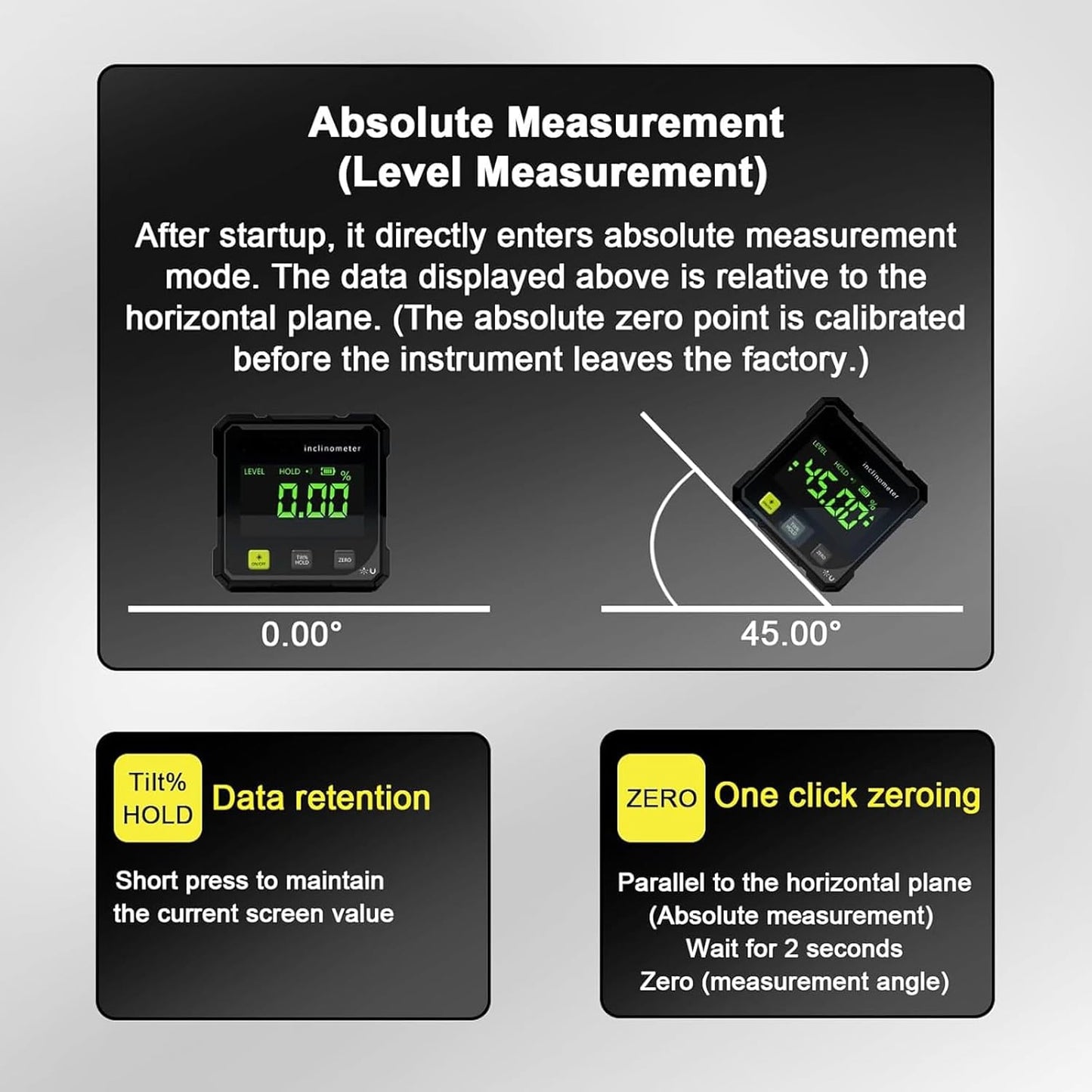 Digital Laser Angle Finder Protractor Tool, 4×90° High Accuracy Measuring Tool